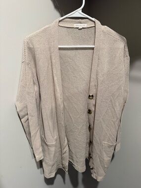 Socialite Neutral Beige Open-Knit Button-Front Cardigan